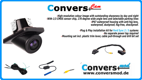 Universal rear view camera for Sync 2 and Sync 3 systems
